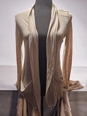 CALVIN KLEIN Light Beige Open-Front Women's Cardigan Sweater. Size M.